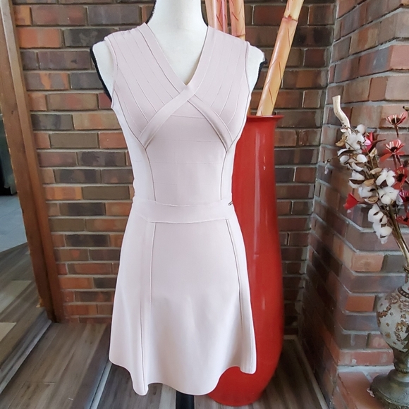 pink fit and flare cocktail dress